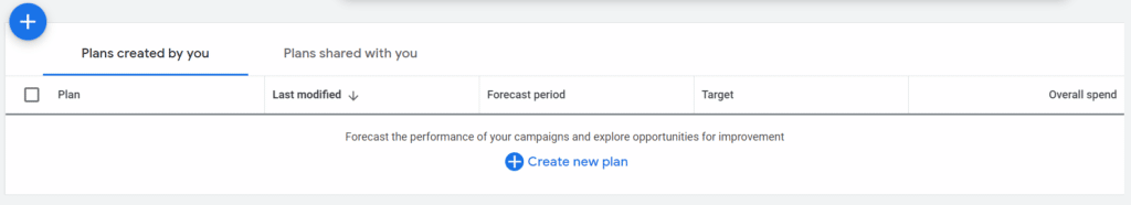 Create New Plan for Campaign