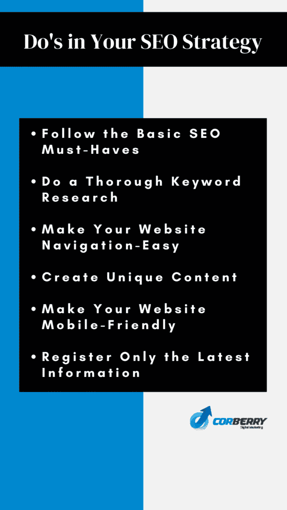 Do's in Your SEO Strategy