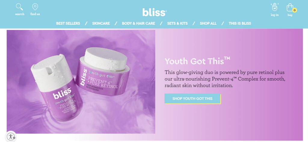 Bliss Ecommerce Landing Page Example