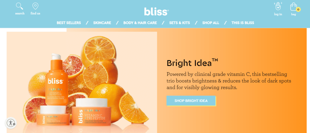 Bliss Ecommerce Landing Page Example