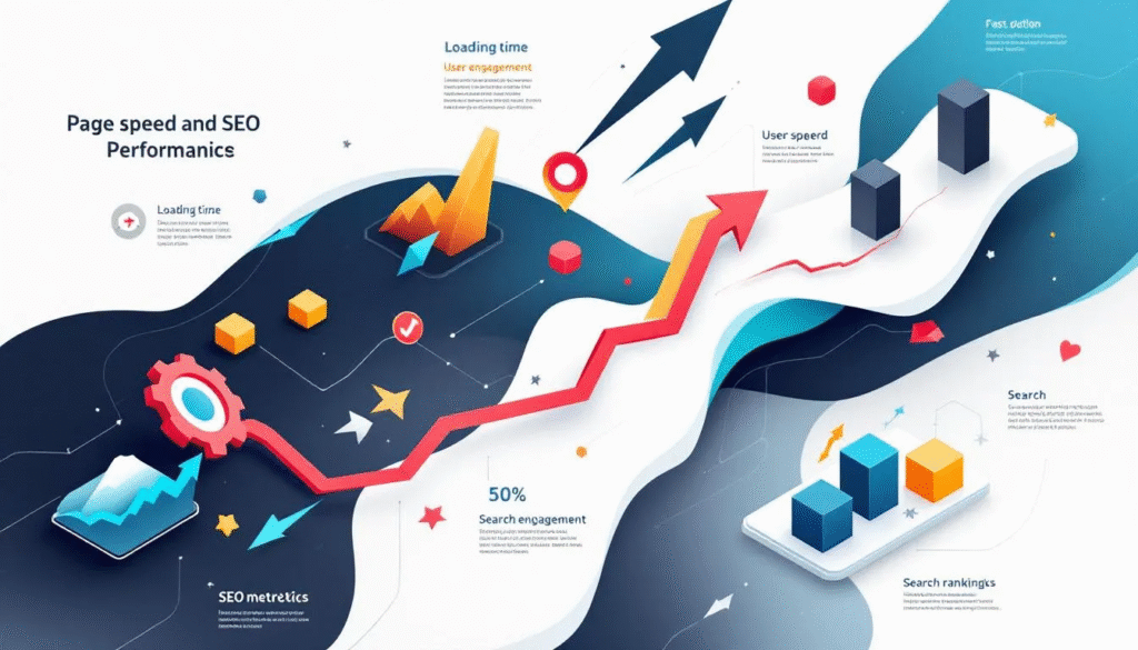 A graphic showing the importance of page speed in SEO performance.